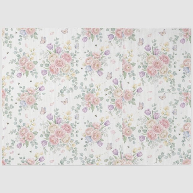 Elegantes Blumen-Seidenpapier Seidenpapier (Vorderseite)