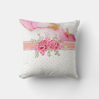 Elegantes Blumen- und Goldmarmor mit einem Weißen, Kissen
