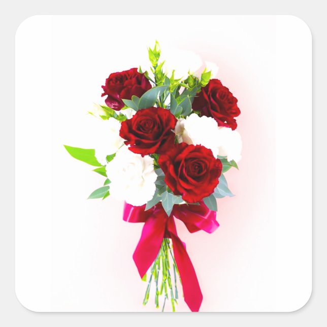 Elegantes Blumenarrangement mit Burgund Quadratischer Aufkleber (Vorderseite)