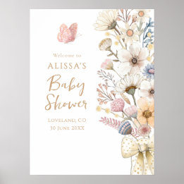 Elegantes Blumenbaby-Shower Poster