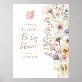 Elegantes Blumenbaby-Shower Poster