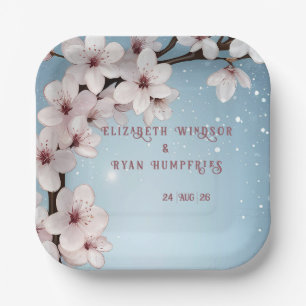 Elegantes Blumenblossom Hochzeitsplanung Pappteller