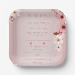 Elegantes Blumenblossom Hochzeitsplanung Pappteller