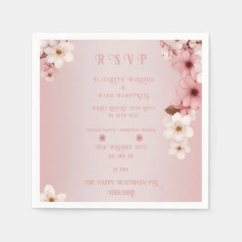 Elegantes Blumenblossom Hochzeitsplanung Serviette