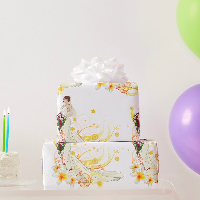 Elegantes Blumenbräu Romantisches Hochzeitsdesign Geschenkpapier (Von Creator hochgeladen)