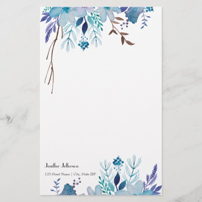 Elegantes Blumenbriefpapier Briefpapier (Vorderseite)