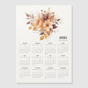 Elegantes Blumendesign Beige Blume Magnet-Kalender Magnetkarte
