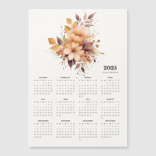 Elegantes Blumendesign Beige Blume Magnet-Kalender Magnetkarte