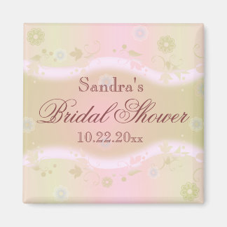 Elegantes Blumendesign Brautparty Magnet Rosa