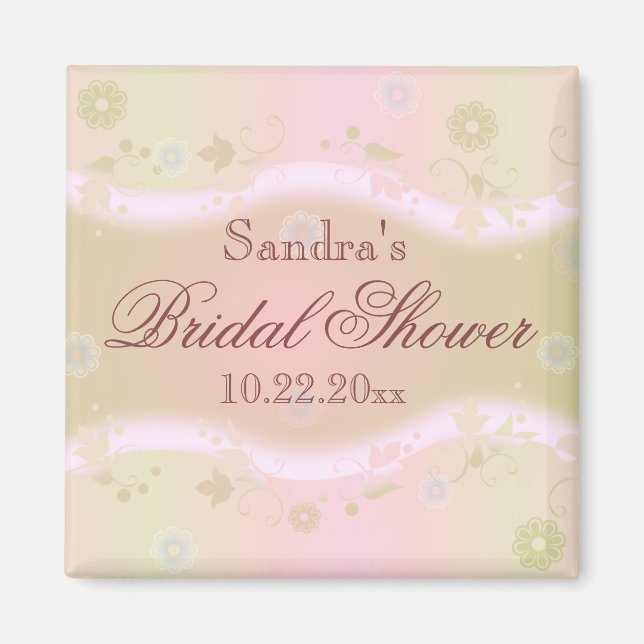 Elegantes Blumendesign Brautparty Magnet Rosa (Vorne)