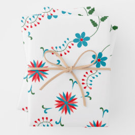 Elegantes Blumendesign Geburtstagsgeschenkpapier Geschenkpapier Set