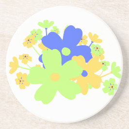 Elegantes Blumendesign in blau-gelb-grün Getränkeuntersetzer