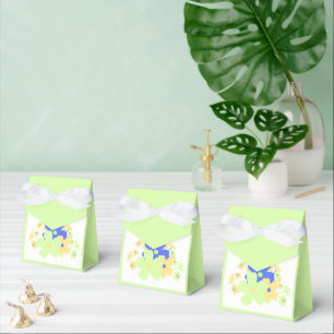 Elegantes Blumendesign in grün-gelb-blau Geschenkschachtel
