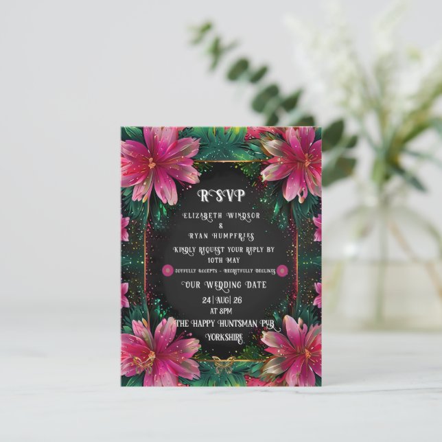 Elegantes Blumendesign in lebhaften Farben RSVP Karte (Stehend Vorderseite)
