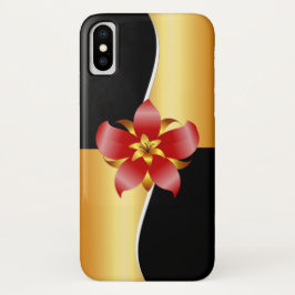 Elegantes Blumendesign in Schwarz und Gold Case-Mate iPhone Hülle