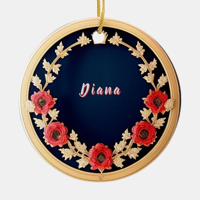 Elegantes Blumendesign Keramik Ornament (Vorne)