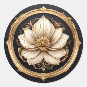 Elegantes Blumendesign mit Betonung von Golddetail Runder Aufkleber