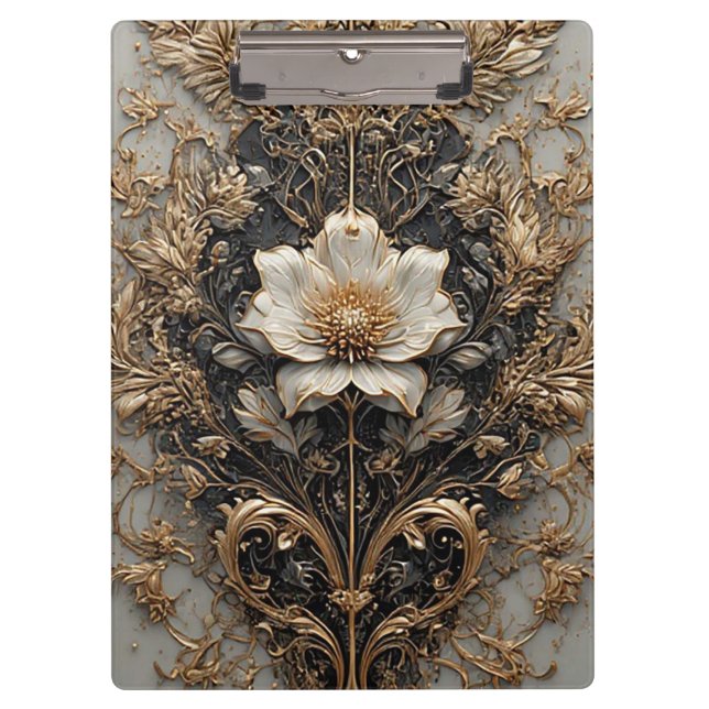Elegantes Blumendesign mit Verzierten Mustern Klemmbrett (Vorderseite)