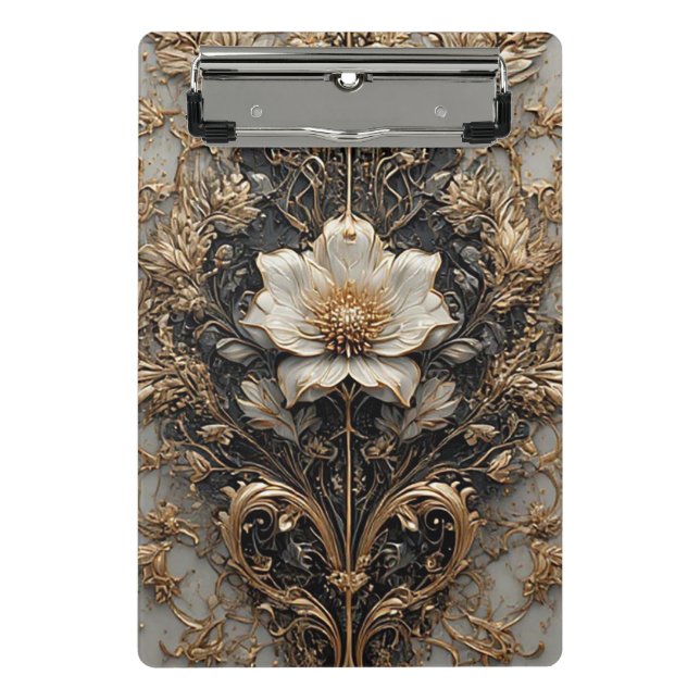 Elegantes Blumendesign mit Verzierten Mustern Mini Klemmbrett (Vorderseite)