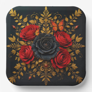 Elegantes Blumendesign Pappteller