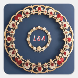 Elegantes Blumendesign Quadratischer Aufkleber