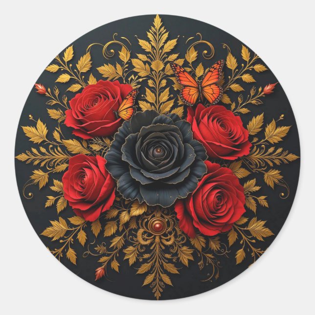 Elegantes Blumendesign Runder Aufkleber (Vorderseite)