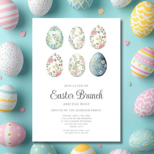 Elegantes Blumeneier Osterbrunch Einladung