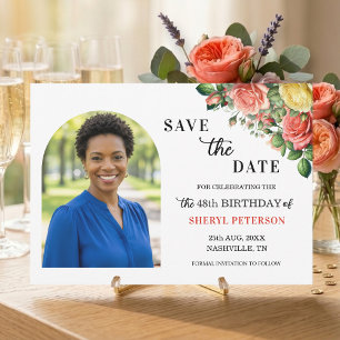 Elegantes Blumenfoto zum 48. Geburtstag Save The Date