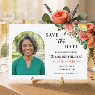 Elegantes Blumenfoto zur 60. Geburtstagsfeier  Save The Date