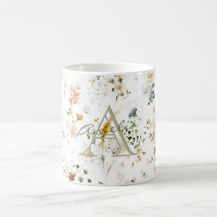 Elegantes Blumengarten Monogramm Kaffeetasse