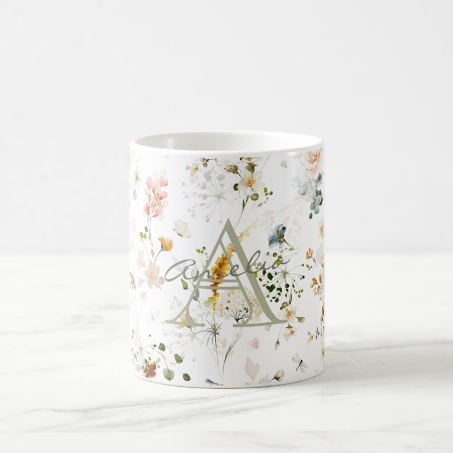 Elegantes Blumengarten Monogramm Kaffeetasse (Mittel)
