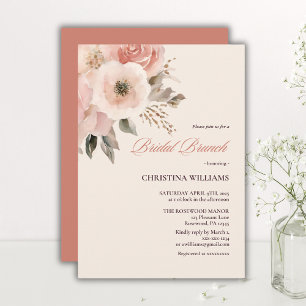 Elegantes Blumengebirge Rosa Bridal Brunch Einladung