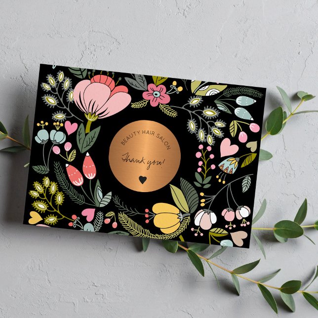 Elegantes Blumengeschäft in Rosa und Pastellfarben Dankeskarte (Von Creator hochgeladen)