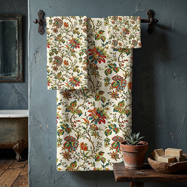 Elegantes, blumengeschmücktes Muster Badhandtuch Set (Von Creator hochgeladen)
