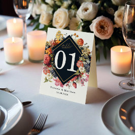 Elegantes, blumengeschmücktes Vintages Design der Tischnummer