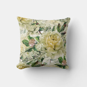 Elegantes, blumengeschmücktes Wasserfarbenmuster Kissen