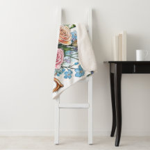 Elegantes Blumengestein Sherpa Blanket