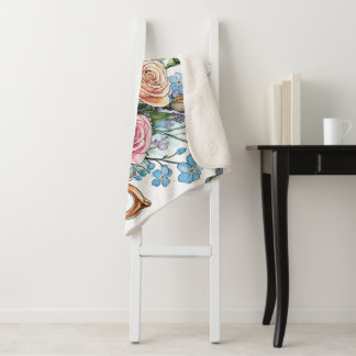 Elegantes Blumengestein Sherpa Blanket Sherpadecke