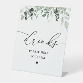 elegantes Blumengetränk-Zeichen im Grünen Sockelschild