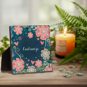 Elegantes Blumenherz Whimsical ONE WORT Fotoplatte