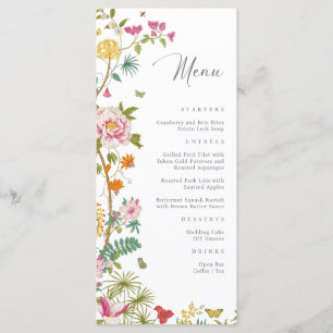 Elegantes Blumenhochzeitsmenü Menükarte