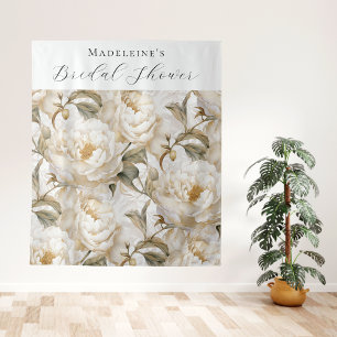 Elegantes Blumenkalligrafie-Brautparty Wandteppich