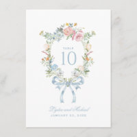 Elegantes Blumenkranz-Wappen-Monogramm-Tischnummer