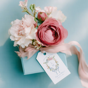 Elegantes Blumenkraut-Wappen Monogram Wedding Geschenkanhänger