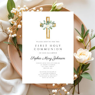 Elegantes Blumenkreuz Einladung