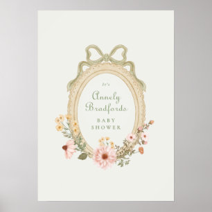 Elegantes Blumenmädchen mit Salbeibogen gerahmtes Poster