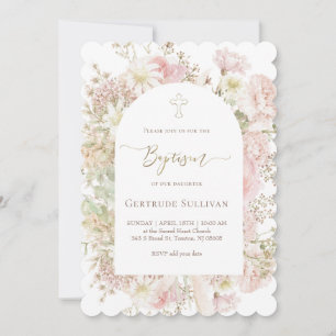 elegantes Blumenmädchen zur Taufe Einladung