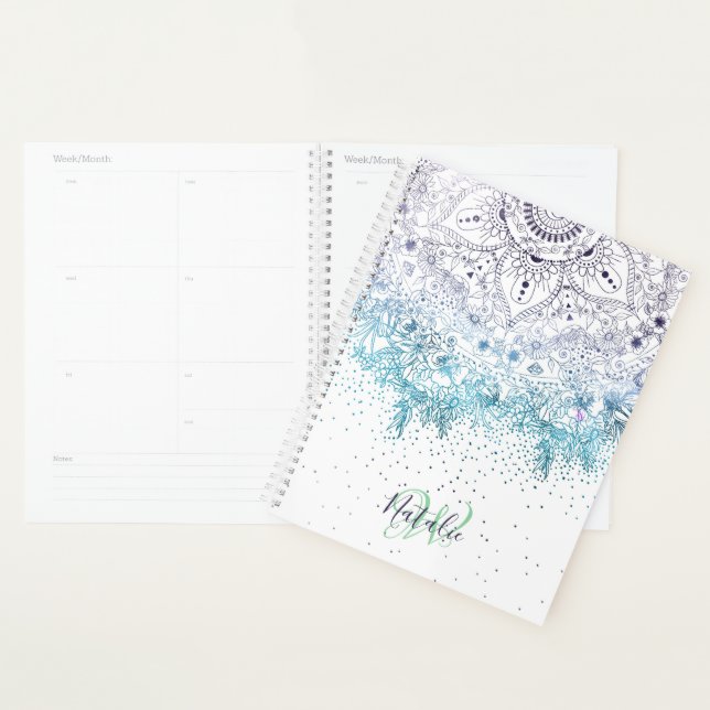 Elegantes Blumenmandala und Konfetti-Bild Planer (Anzeige)