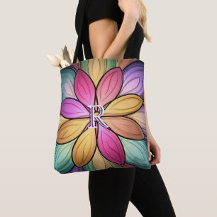 Elegantes Blumenmonogramm aus Buntglas Anfangsbuch