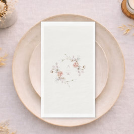 Elegantes Blumenmonogramm Hochzeitsgasttuch Serviette